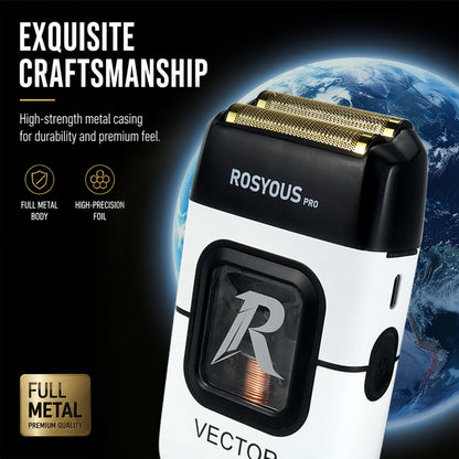 ROSYOUS RS-999W Professional Electric Foil Shaver for Men, High Speed 13,000 RPM Vector Motor Shaver for Head & Beard, Close Cut Cordless Razor with 2 Interchangeable Foil Covers (Coarse & Fine)