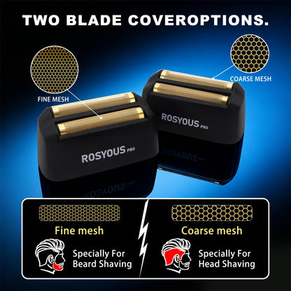 ROSYOUS RS-999W Professional Electric Foil Shaver for Men, High Speed 13,000 RPM Vector Motor Shaver for Head & Beard, Close Cut Cordless Razor with 2 Interchangeable Foil Covers (Coarse & Fine)